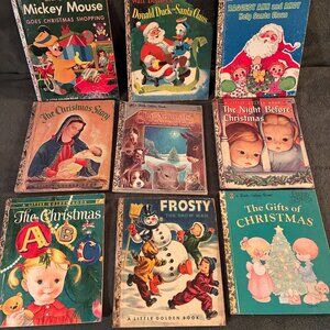 Lot of 9 Vintage Christmas Little Golden Books - all A's (1st ed./1st printing)